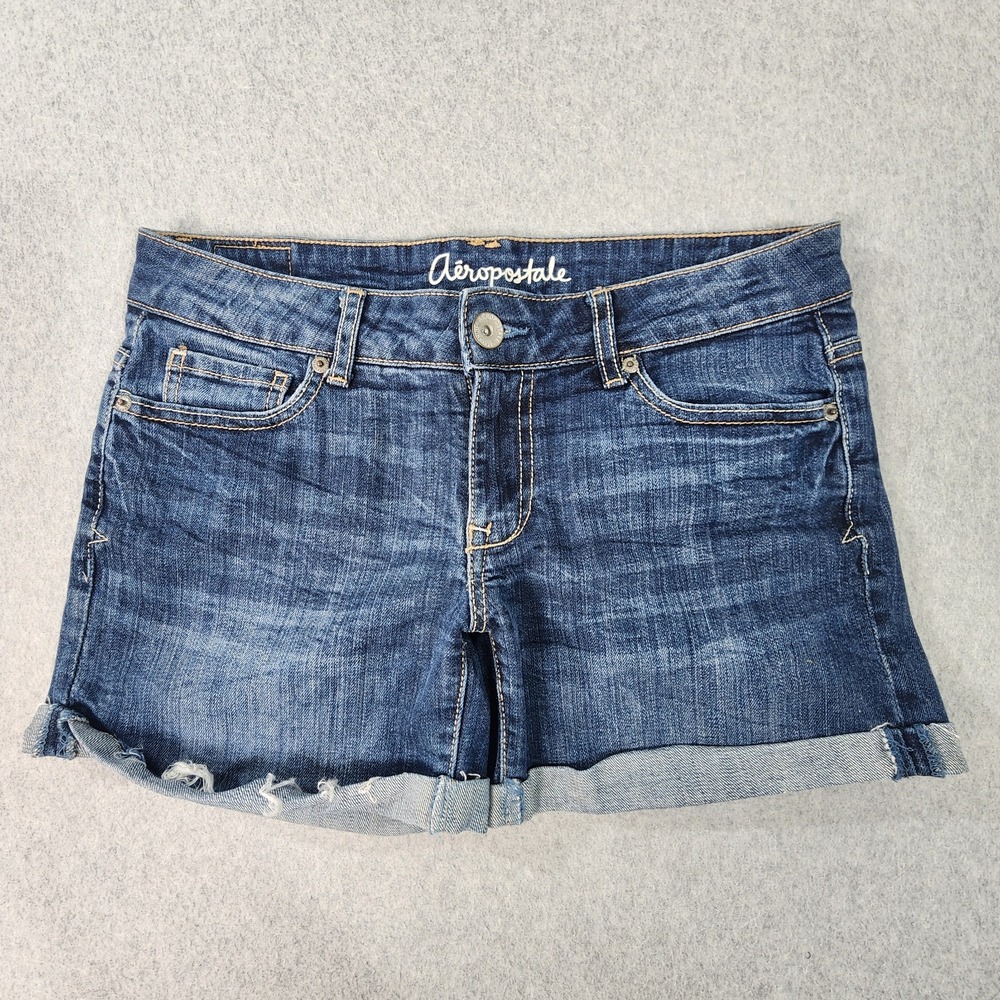 Aeropostale Distressed Boyfriend Jean Shorts Womens Size 2 Blue Denim 30x4.5
